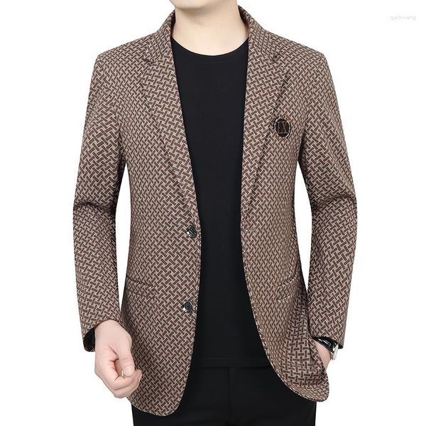 Abiti da uomo 2023 Moda Cappotto da abito bello Abbinamento di alta qualità Boutique per il tempo libero di fascia alta Slim Gentleman Tweed Top Giacca da uomo