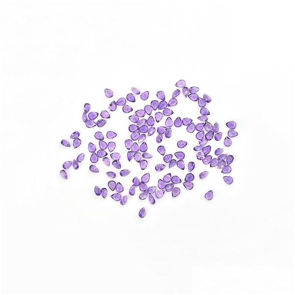 Lose Edelsteine, 30 Stück/Lot, 2,5 x 5–3 x 6 mm, Birne, Brillantschliff, 100 % authentischer natürlicher Amethyst-Kristall, hochwertige Edelsteine für Dhgarden Dhzxi