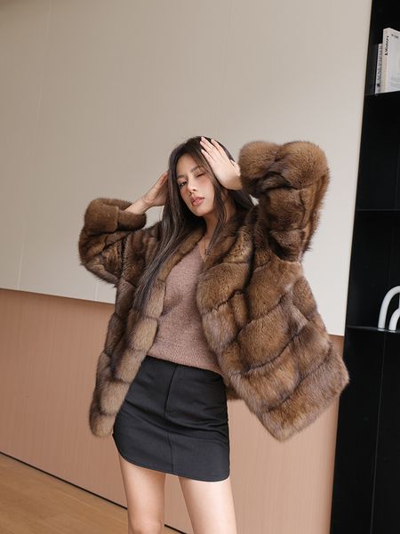 Женская шуба из искусственного меха из искусственного норки для женщин, короткая плюшевая куртка, теплое пушистое пальто, элегантное коричневое эко-шубко, зимняя мода 230911