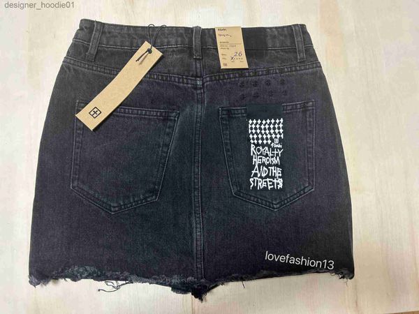 Rokken zomer Ksubi jeans Same Grey Black Burnt Ragged Edge Denim korte rok meisje L230912