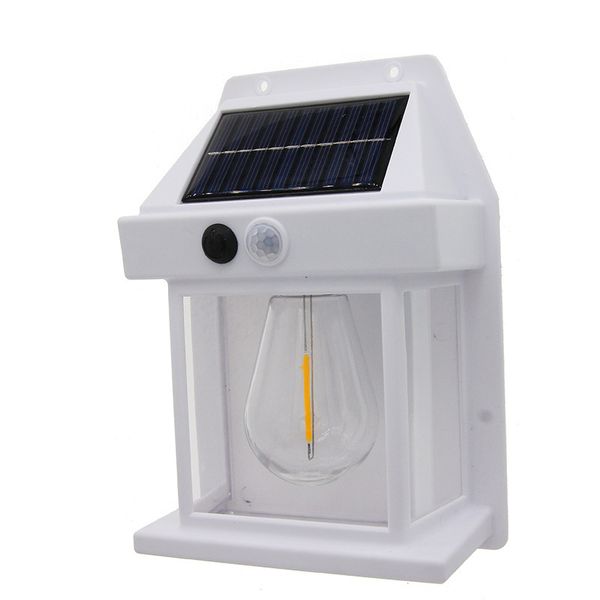 Lanterna solar para montagem em parede, luz de parede para jardim ao ar livre com lâmpada edison para jardim, pátio, varanda, quintal, cerca, portão