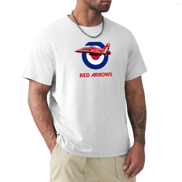 Polo da uomo RAF T-shirt con frecce rosse e tondo Magliette personalizzate Progetta la tua camicia oversize corta bianca da uomo