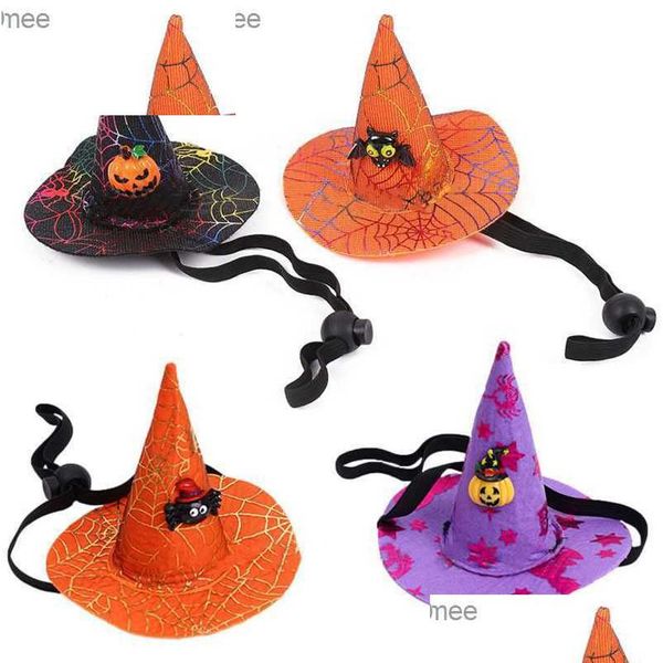 Cappelli da festa Pet Halloween Ragnatela Cappello da strega Capelli elastici con forniture Cane Gatto Zucca Pipistrello Inferno felice Z230809 Consegna a domicilio Gar Dhsep