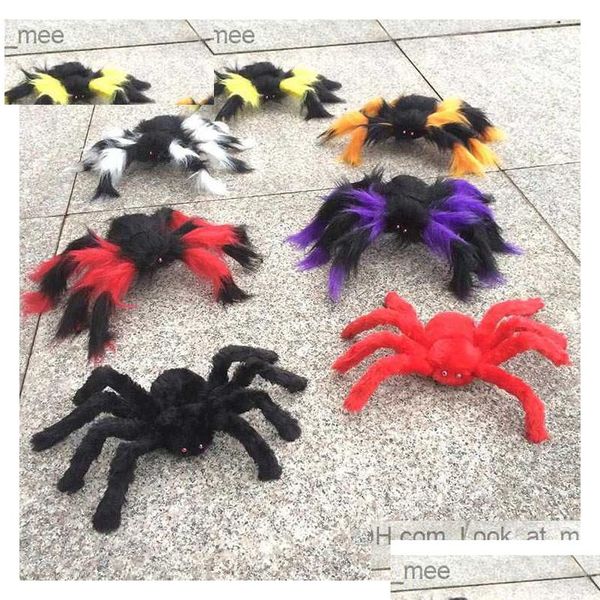 Outros suprimentos de festa festiva decoração de Halloween aranha de pelúcia tamanho grande aranhas coloridas adereços brinquedo engraçado para bar ktv z230814 drop del dhgf8
