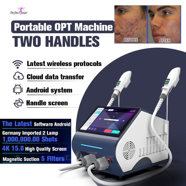 Opte por equipamento permanente de remoção de pelos, rejuvenescimento da pele, tratamento de sardas, dispositivo a laser, 5 comprimentos de onda, remoção de ance, máquina de lifting facial