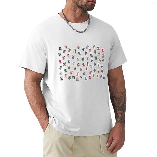 Polo da uomo Mahjongg Gioco Piastrelle Design su T-shirt di colore blu Abiti hippie T-shirt corta personalizzata Camicie slim fit per uomo