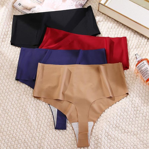 Damenhöschen, Damen-Eis-Silk-Tanga, nahtlose Slips, weibliche Unterhose mit hoher Taille, ultradünne Unterwäsche, solide, bequeme Dessous