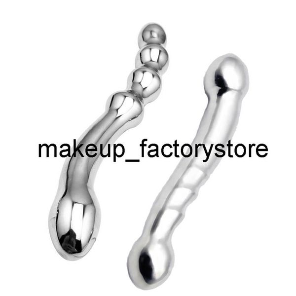 Massaggio Maschile in acciaio inossidabile G Spot Bacchetta Bastone da massaggio Pene in metallo puro Stimolatore P-Spot Bead Plug anale Dildo Giocattolo del sesso per le donne M281q