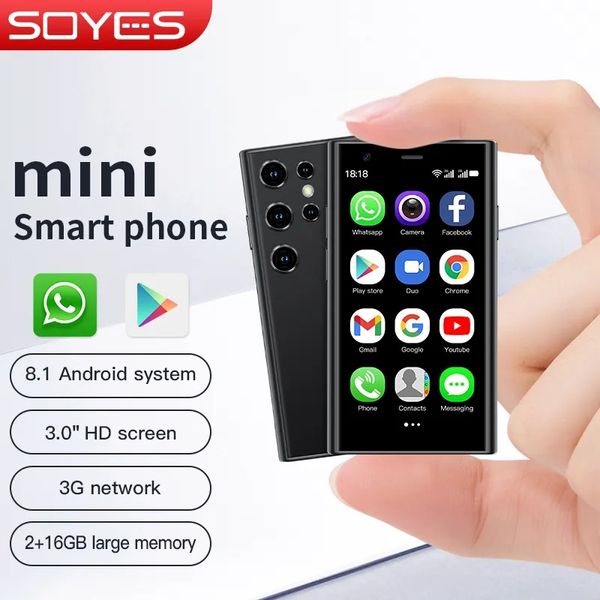 Orijinal Soyes S23 Pro Mini Akıllı Telefonlar Android 8.1 Çift SIM 3.0 '' HD 1000mAh Pil Wifi Bluetooth 3G Küçük cep telefonu 2GB+16GB