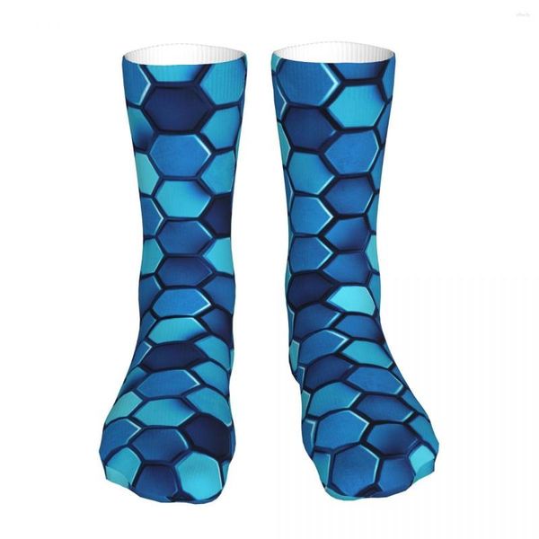 Calzini da uomo Happy Funny Male Mens Women Abstract 3d Honeycomb Rendering Blu Alta qualità Primavera Estate Autunno Inverno