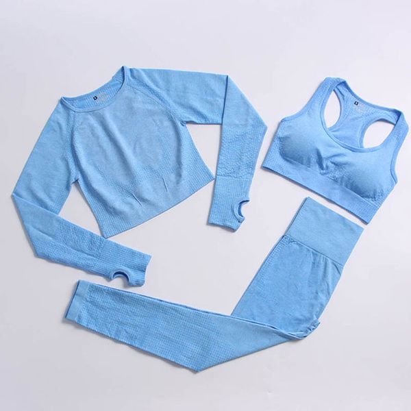 2 pezzi / 3 pezzi Abiti da yoga Donna Abiti da yoga senza cuciture Set da allenamento Abbigliamento sportivo Leggings da corsa Abbigliamento da allenamento Crop Top Reggiseno sportivo Abbigliamento sportivo Abbigliamento sportivo