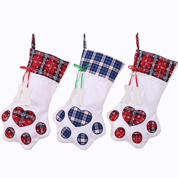 Hanges Hanges Weihnachtsdekoration in Haustier Santa Sack Polyester Cat Buffalo Plaid Weihnachtsstrumpf personalisieren für Haustiere Stockg s