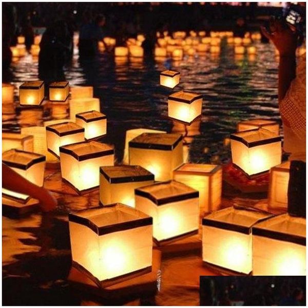 Altre forniture per feste per eventi 200 pezzi Lanterne cinesi Acqua galleggiante Che desiderano fiume Carta a lume di candela Nessuna consegna di gocce Giardino domestico Fe Othew