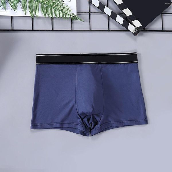 Cuecas de cor sólida homens boxers calcinha leite seda respirável confortável briefs calças meados cintura saggy bolas roupa interior íntimo