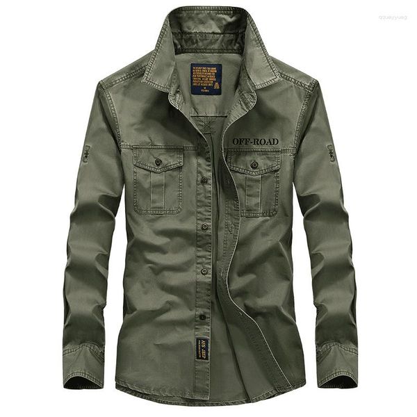 Männer Casual Hemden Kleidung Männer Baumwolle Langarm Camiseta Masculina Denim Hemd Armee Militär Schwarz Khaki Größe S-4XL 5XL