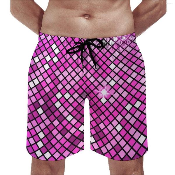 Shorts masculinos Abstrato Disco Ball Board Trenky Homens Praia Rosa Mosaico Impressão Plus Size Swim Trunks Clássico