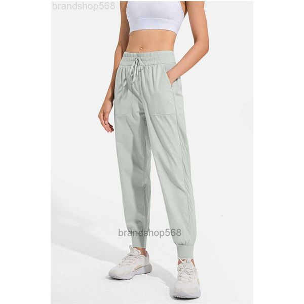 LL Donna Jogging Yoga Nono Pantaloni Tasca Fitness Leggings Morbida Vita Alta Hip Lift Elastico Casual Coulisse Gambe Sweg