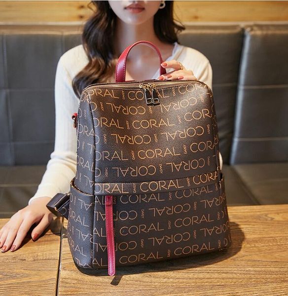Bolsa feminina 2 cores elegante atmosfera espessada couro lazer mochila de viagem estilo universitário mochilas de estudante bolsa de carta popular 2630 #