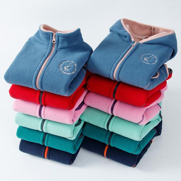 Giubbotti di marca addensare doppio pile ragazzi bambini abiti capispalla per bambini 2-14 anni cappotto bambino completo con zip e cappuccio antivento