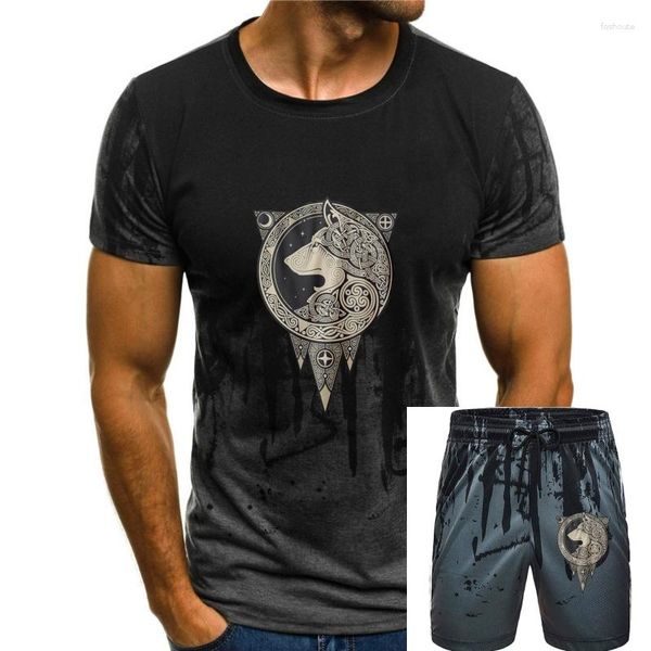 Homens Camisetas Odin Viking Símbolo Gráfico para Homens T-shirt de Algodão Manga Curta Básico Top Tee Branco Simples Tees Treino