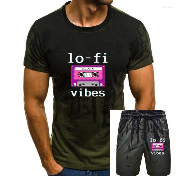 Homens camisetas Mens Camisetas Impresso Lo Fi Vibes Engraçado Tops Fita Estética Casual T-shirt de Algodão Para Homens Streetwear Manga Curta Top Tee