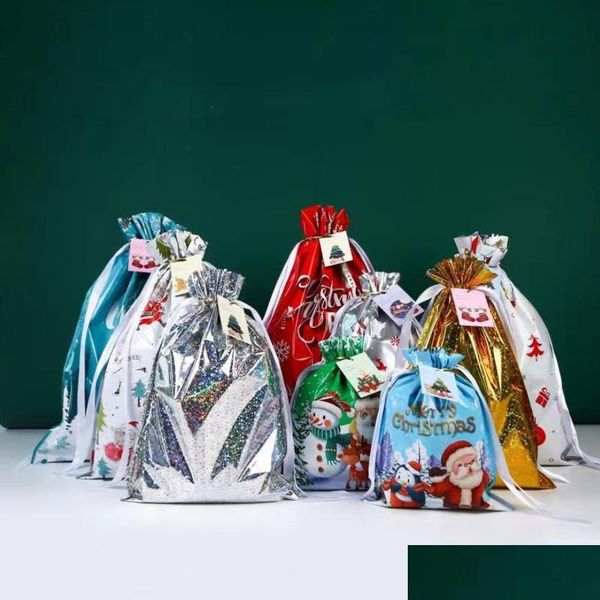 Envoltório de presentes Feliz Natal Papai Noel Dstring Goodie Candy Bag Party Festivel Treat Presentes Embalagem Drop Delivery Home Garden Fes Dhyni