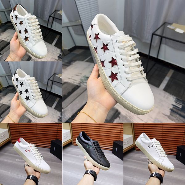 Tasarımcılar Lüks Marka Serisi Sıradan Beyaz Ayakkabı Kadın Erkekler Beş Noktalı Yıldız Tasarım Deri Deri Cowhide Malzeme Moda Eğitimleri Sneakers