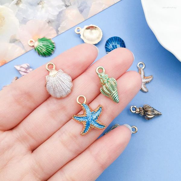 Encantos moda estrela do mar oceano concha bonito concha pingentes resina planta artesanato diy jóias fazendo para colar pulseira brinco telefone