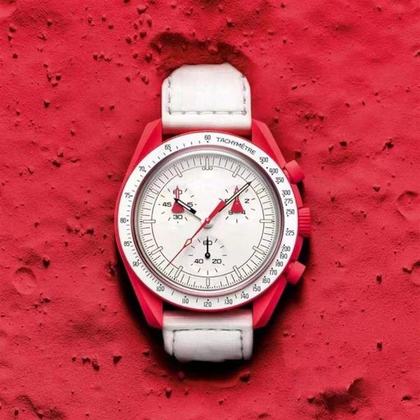 Orologi da donna in bioceramica Mission To Mercury 42mm Nylon Earth Moon Space Orologio sportivo cronografo multifunzionale al quarzo Wris253U