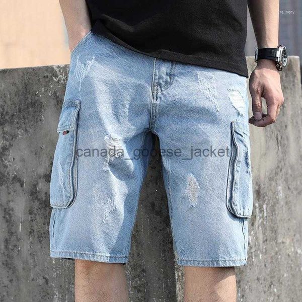 Jeans da uomo Jeans da uomo 2023 Pantaloncini di jeans retrò da uomo estivi Casual lavati Moda maschile Corto al ginocchio Complessivo da combattimento Carico Stile militareL230