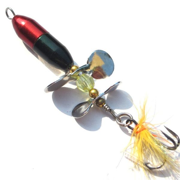 Esche esche 1 pz Rotante Spinner Paillettes Richiamo di pesca 10g7cm Esca Wobbler con attrezzatura in piuma per spigola trota pesce persico luccio 230911