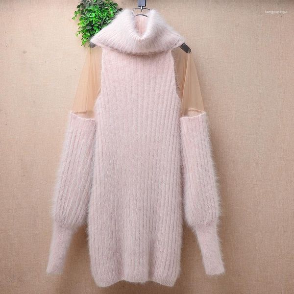 Kadın Sweaters 04 Kadın Kadın Sonbahar Kış Seksi Dantel Kıllı Mink Kaşmir Knited Beltlenk Gevşek Pulover Angora Kürk Jumper Sweater Çekme