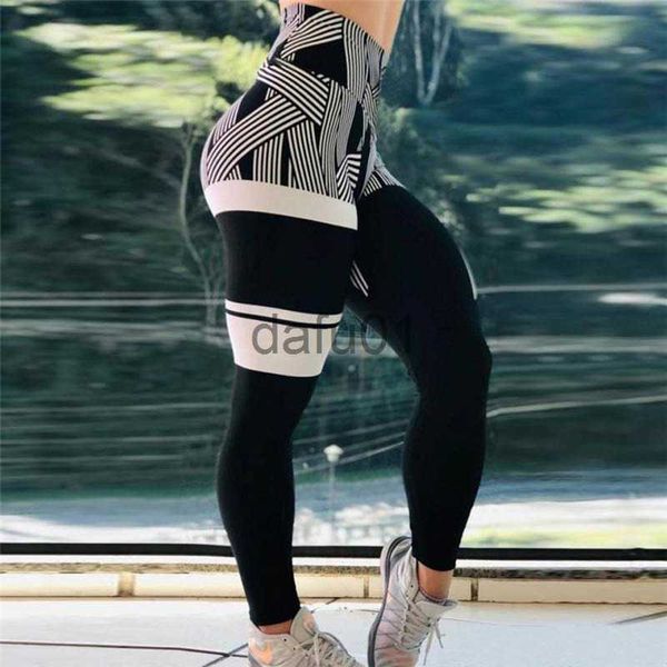 Calças ativas Sexy Lift Butts Yoga Outfits Skinny Activewear Exercício Capris Mulheres Yoga Calças Femininas Stripe Impresso Fitness Leggings X0912