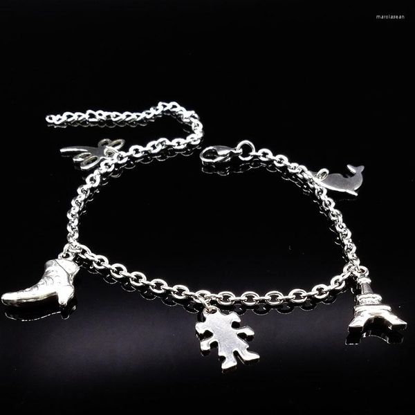 Cavigliere Moda Torre Ragazza Argento Colore Cavigliera in acciaio inossidabile Donne Gioielli a piedi nudi Regalo Pulseras Tobilleras Para Mujer A612244S05