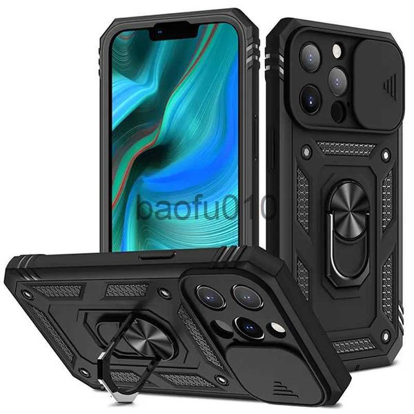 Capas de telefone celular Capas de telefone multifuncionais para iphone 15 14 plus 13 12 mini 11 pro max xsmax xr proteção de câmera deslizante resistente 2 em 1 kickstand capa de montagem de carro magnético