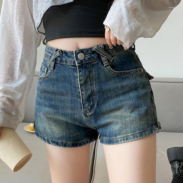 Calças de brim femininas menina denim calças curtas verão 2023 coreano magro versátil casual cintura alta shorts largos