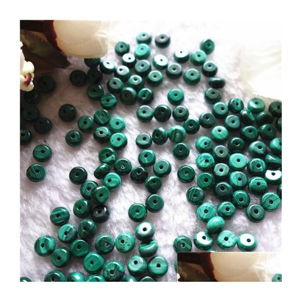 Pietre preziose sciolte 50 pezzi molto 100% naturale malachite verde 6Xm taglio Hine perlina piatta con foro passante all'ingrosso per gioielli fai da te D Dhgarden Dhvdm