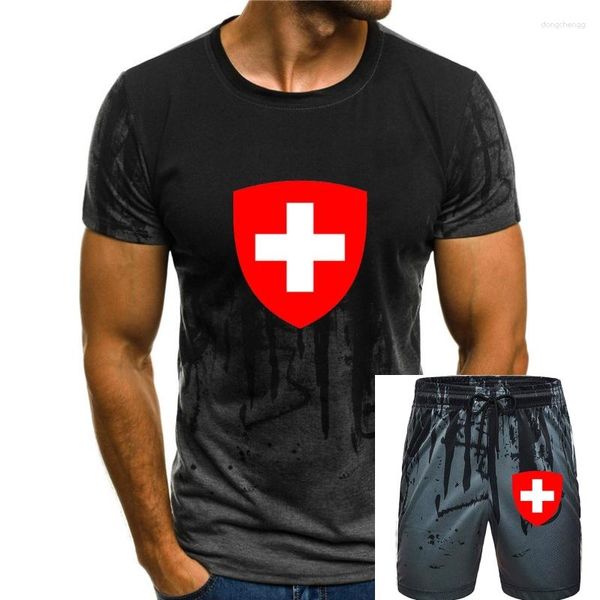 Erkek tişörtleri İsviçre tişört ad ve bayrak. Kırmızı Po. Erkek kadınlar için kıyafet. Polyester malzeme 2023