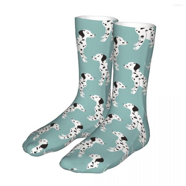 Herrensocken, Dalmatiner, blauer Hintergrund, Damen-Polyester, modisch, Hundeliebhaber, Hip Hop, Frühling, Sommer, Herbst, Winter, Geschenke