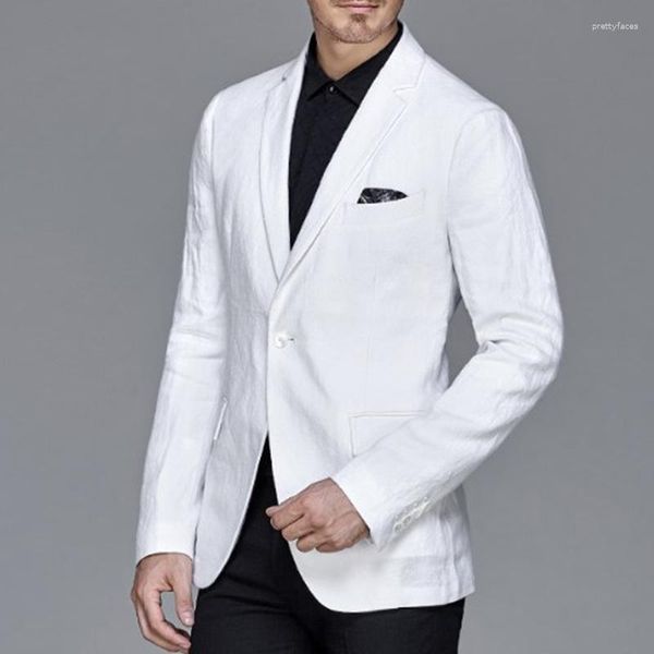 Ternos masculinos primavera verão moda bonito blazer branco com calças pretas homens para vestido de casamento festa padrinhos roupas masculinas