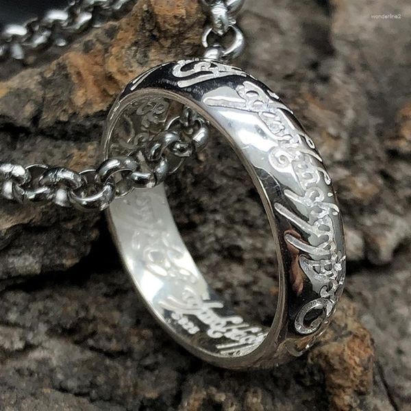 Cluster Ringe LOTR Film 925 Sterling Silber Magischer Brief Ring Band für Männer kostenlos mit Stahlkette Cosplay Schmuck Requisiten Geburtstagsgeschenke