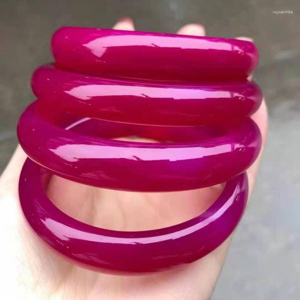 Bileklik 2023 Chalcedony Real Jade Bangles 7a Gül Kırmızı Kadın Bilezik Takı Jadeite