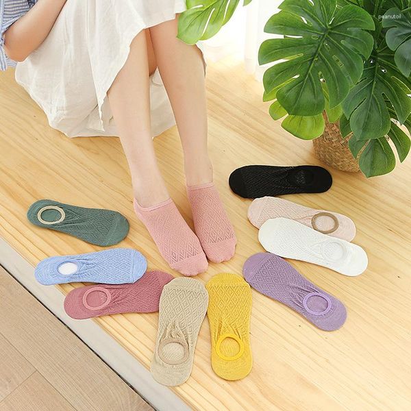 Kadınlar çoraplar harajuku ayak bileği yaz örgü boş silikon kaymaz görünmez düşük nefes alabilen rahat kızlar çorap