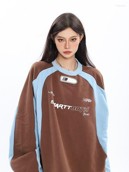 Kadın Hoodies Moda Sonbahar Kadınlar Uzun Kollu Sweatshirt Harajuku Gotik Sokak Giyim Hippi Patchwork Salmanlar Büyük Boy Kıyafet Korece