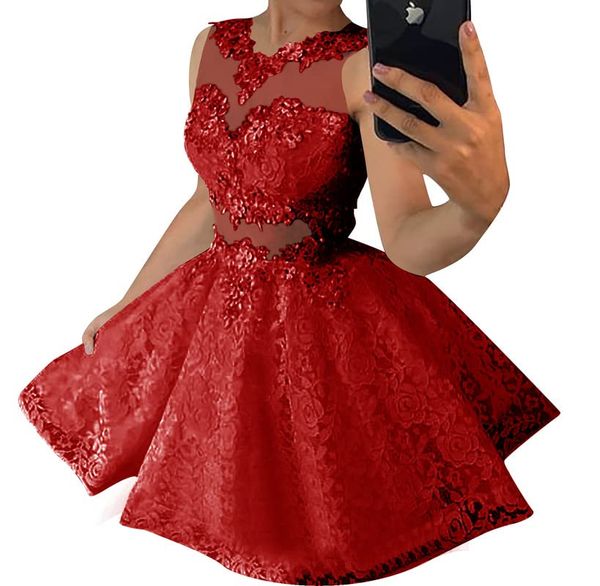 Kurze Abendkleider aus Spitze mit glitzernden Perlen, Prinzessin-Mini-Cocktail-Kleid für formelle Anlässe, Geburtstag, Abschlussball, Graudation, Cocktail-Party-Kleider