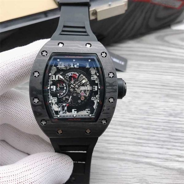 Orologio RicharMilles di lusso Movimento meccanico Orologio Movimento svizzero Stile sportivo di alta qualità Red Devil Carbon Black Tecnologia Same Mill Rm056 HBOI