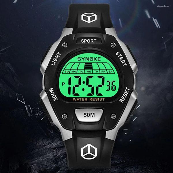 Orologi da polso Orologi sportivi classici digitali Orologio da studente luminoso impermeabile da 50 M Sveglia multifunzione per uomo