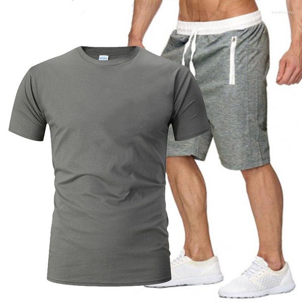 Tute da uomo Primavera e Autunno 2023 Pantaloni sportivi da jogging in due pezzi sottili Vita attillata Pantaloni a maniche corte Taglia Tinta unita Manica corta