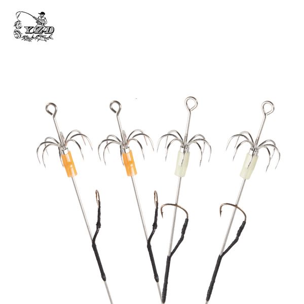 Angelhaken 8PCS Tintenfisch Jig Haken Leuchtender großer kleiner Regenschirm Edelstahl Tintenfisch Garnelen Oktopus Tintenfisch Calamary Köder 230912