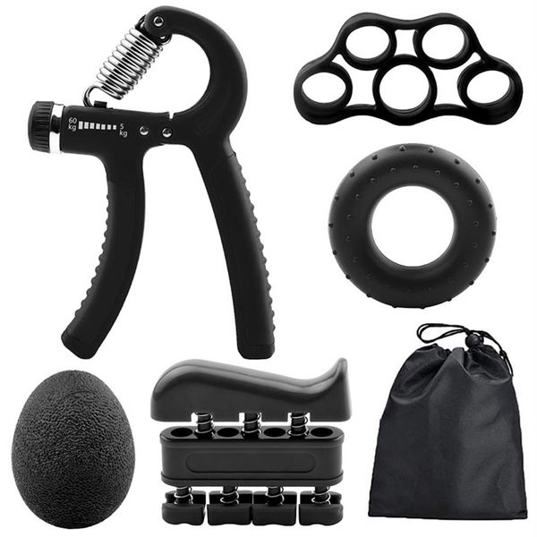 Apertos de mão 6pcset ginásio fitness conjunto de aperto de mão ajustável kit dedo antebraço força muscular recuperação mão pinça exercitador treinador 224q